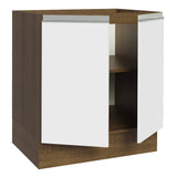 Bajo Mesada Cocina 70 x 60 cm 2 Puertas (Sin Mesada) Marrón/Blanco Glamy Madesa