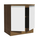 Bajo Mesada 70 x 60 cm 2 Puertas (Con Mesada) Marrón/Blanco Glamy Madesa