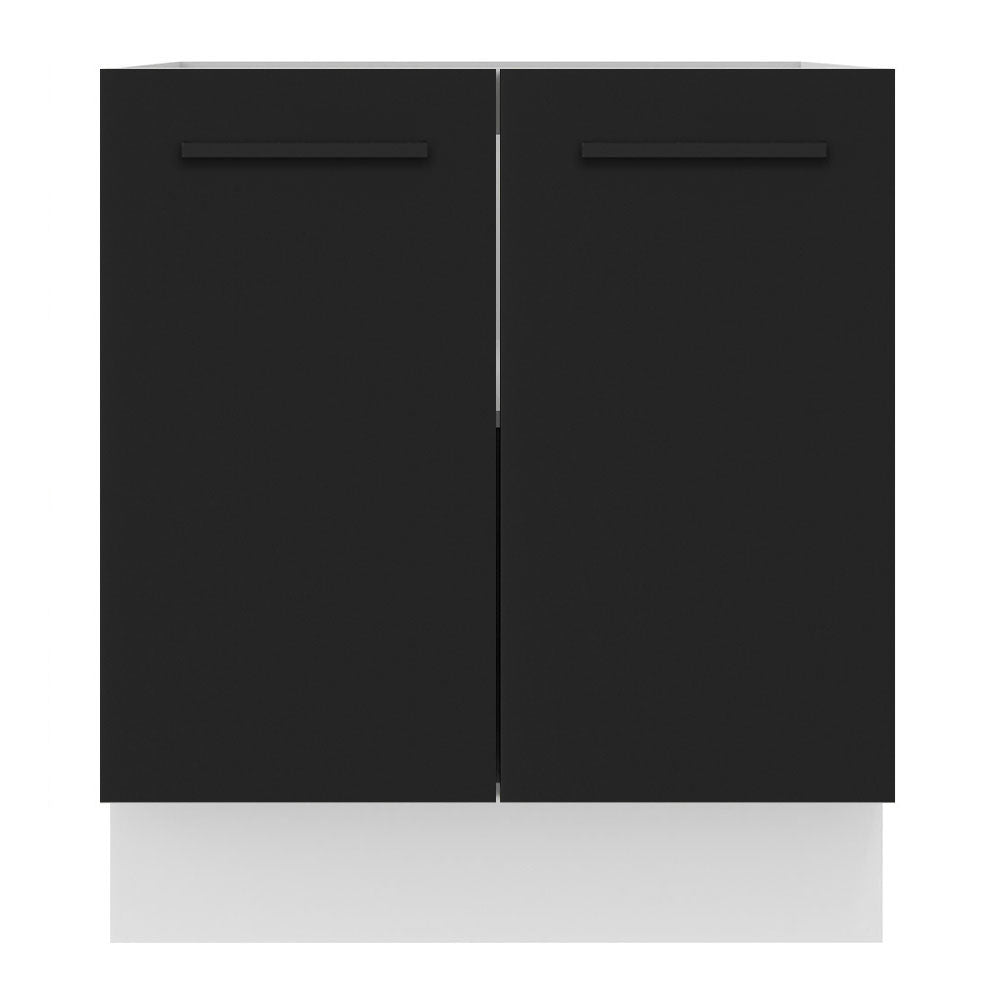 Bajo Mesada Cocina 70 x 60 cm 2 Puertas (Sin Mesada) Blanco/Negro Agata Madesa