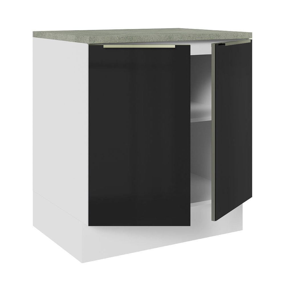 Bajo Mesada 70 cm x 60 cm, 2 Puertas Lux Blanco/Negro