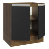 Bajo Mesada Cocina 70 x 60 cm 2 Puertas (Sin Mesada) Marrón/Negro Glamy Madesa