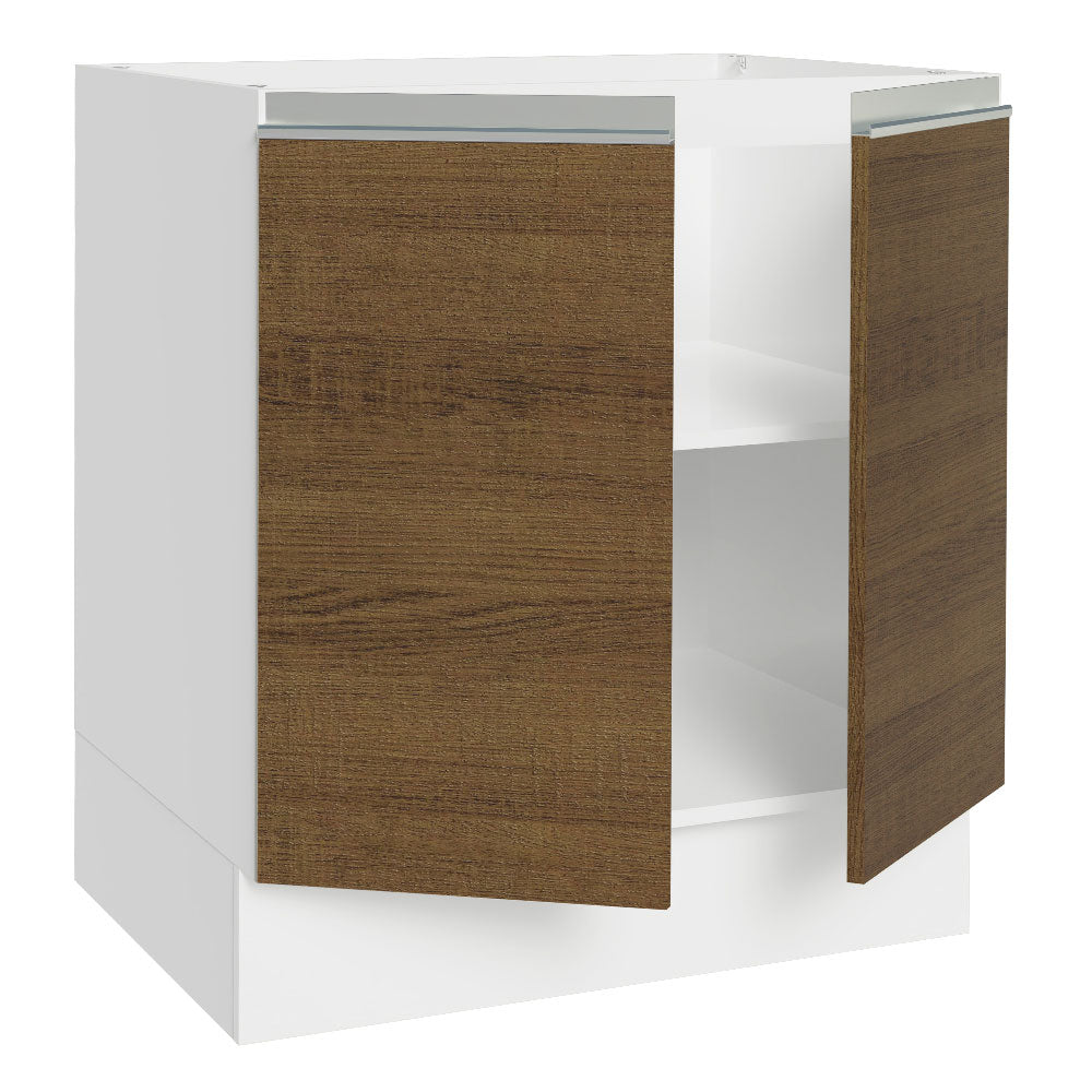 Bajo Mesada Cocina 70 x 60 cm 2 Puertas (Sin Mesada) Blanco/Marrón Glamy Madesa