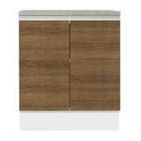 Bajo Mesada 70 x 60 cm 2 Puertas (Con Mesada) Blanco/Marrón Glamy Madesa