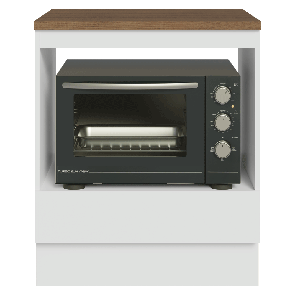 Bajo Mesada para Horno/Microondas 70 x 60 cm 1 Cajón mesada Marrón/Blanco Madesa