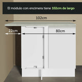 Bajo Mesada Esquinero 1 Puerta 60 cm Profundidad (Sin Mesada) Blanco Glamy Madesa
