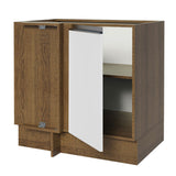 Bajo Mesada Esquinero 1 Puerta 60 cm Profundidad (Sin Mesada) Marrón/Blanco Glamy Madesa