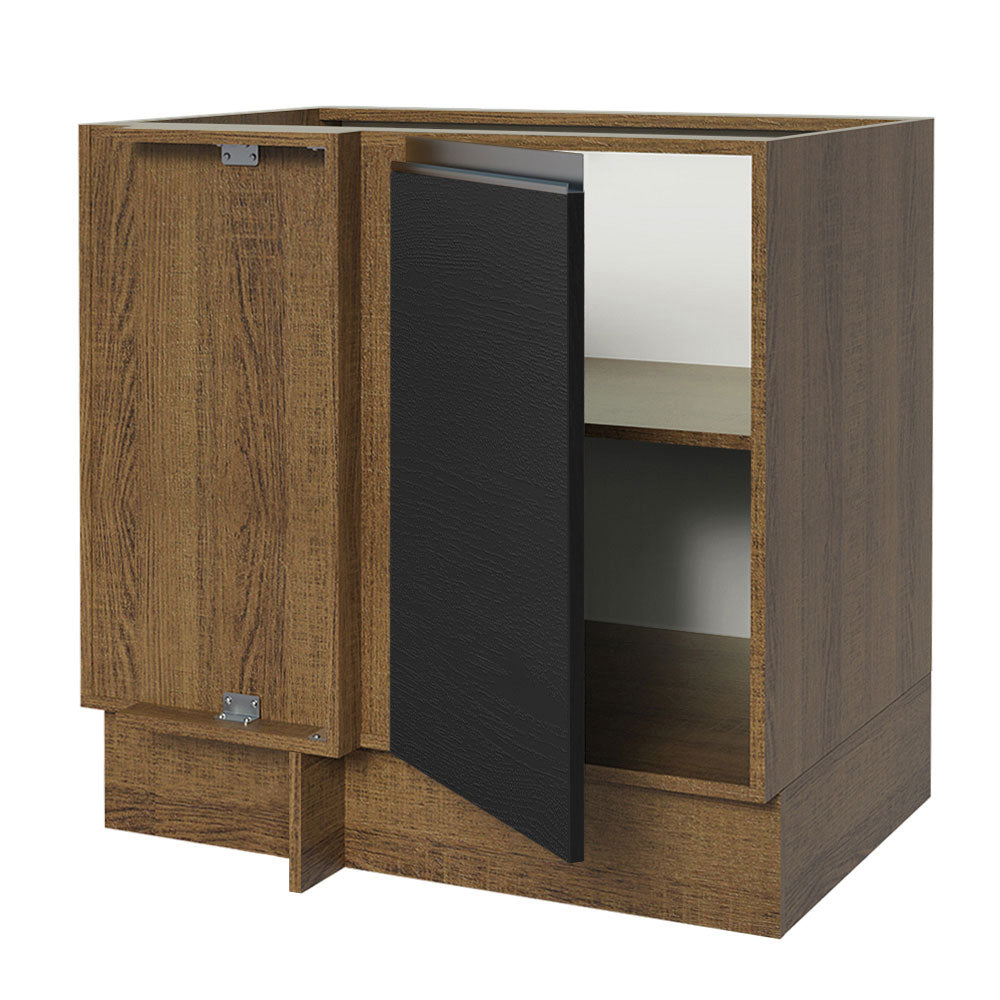 Bajo Mesada Esquinero 1 Puerta 60 cm Profundidad (Sin Mesada) Marrón/Negro Glamy Madesa