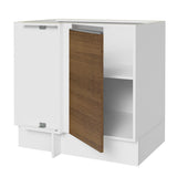 Bajo Mesada Esquinero 1 Puerta 60 cm Profundidad (Sin Mesada) Blanco/Marrón Glamy Madesa
