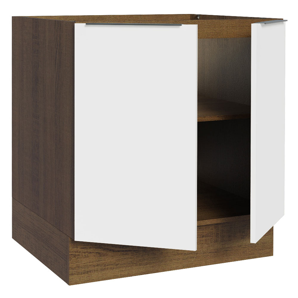 Bajo Mesada Cocina 80 x 60 cm 2 Puertas (Sin Mesada) Marrón/Blanco Stella Madesa