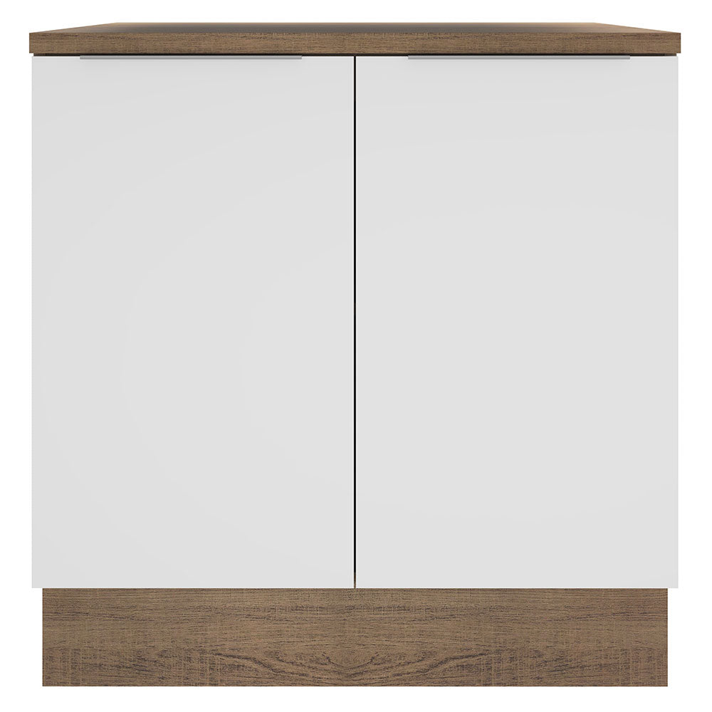 Bajo Mesada Cocina 80 x 60 cm 2 Puertas (Con Mesada) Marrón/Blanco Stella Madesa