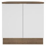 Bajo Mesada Cocina 80 x 60 cm 2 Puertas (Con Mesada) Marrón/Blanco Stella Madesa