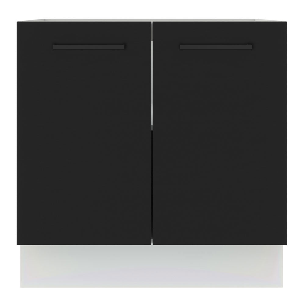 Bajo Mesada Cocina 80 x 60 cm 2 Puertas (Sin Mesada) Blanco/Negro Agata Madesa