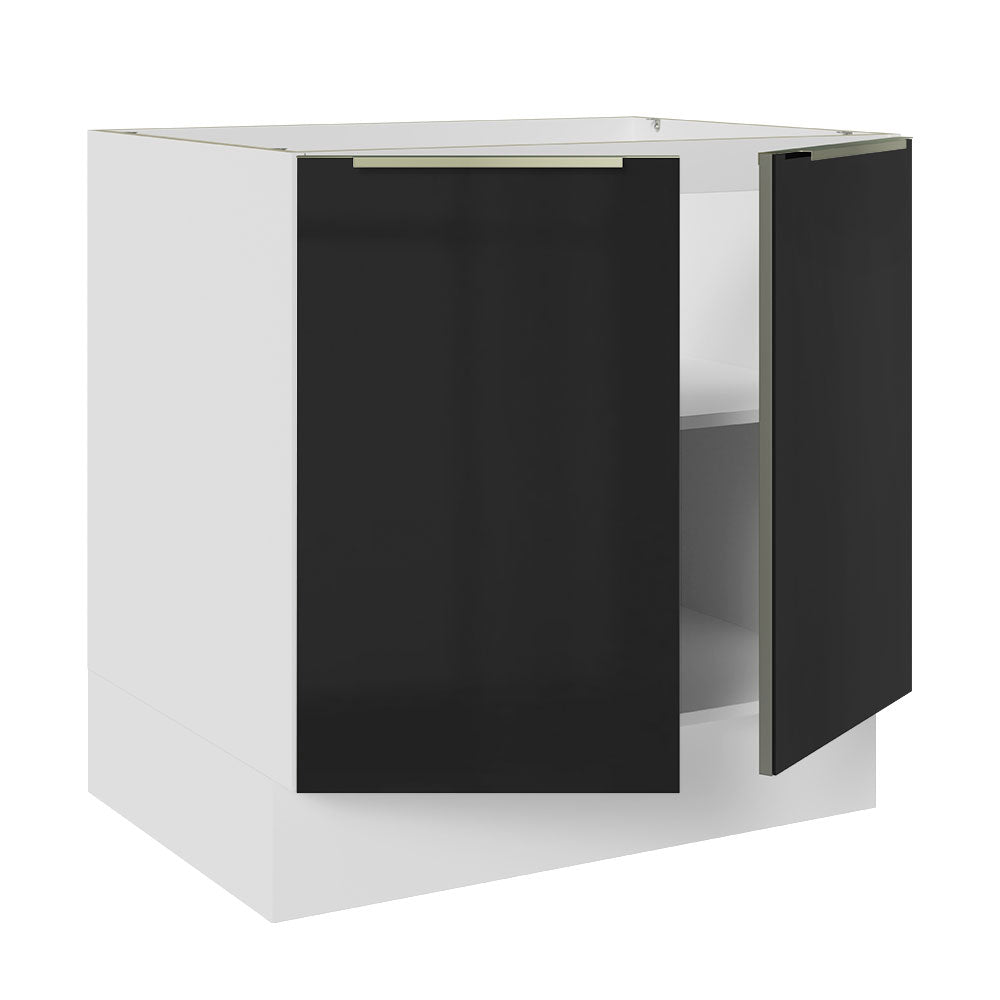Bajo Mesada 80 cm x 60 cm, 2 Puertas Lux Blanco/Negro