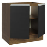 Bajo Mesada Cocina 80 x 60 cm 2 Puertas (Sin Mesada) Marrón/Negro Glamy Madesa