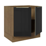 Bajo Mesada 80 cm x 60 cm, 2 Puertas Lux Marrón/Negro