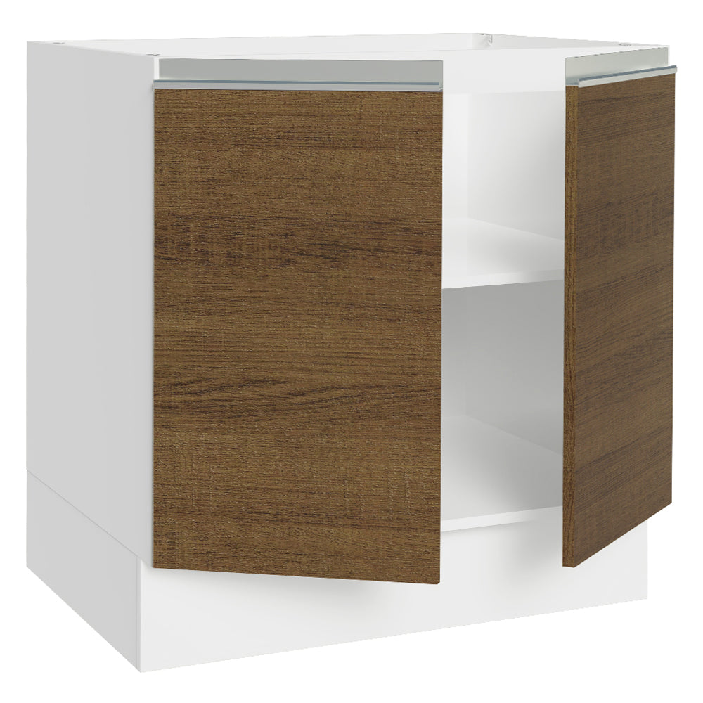 Bajo Mesada 80 cm  x 60 cm, 2 Puertas Glamy Blanco/Marrón