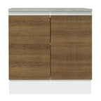 Bajo Mesada 80 x 60 cm 2 Puertas (Con Mesada) Blanco/Marrón Glamy Madesa