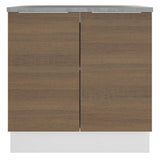 Bajo Mesada Cocina 80 x 60 cm 2 Puertas (Con Mesada) Blanco/Marrón Stella Madesa