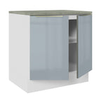 Bajo Mesada 80 x 60 cm 2 Puertas (Con Mesada) Blanco/Gris Lux Madesa