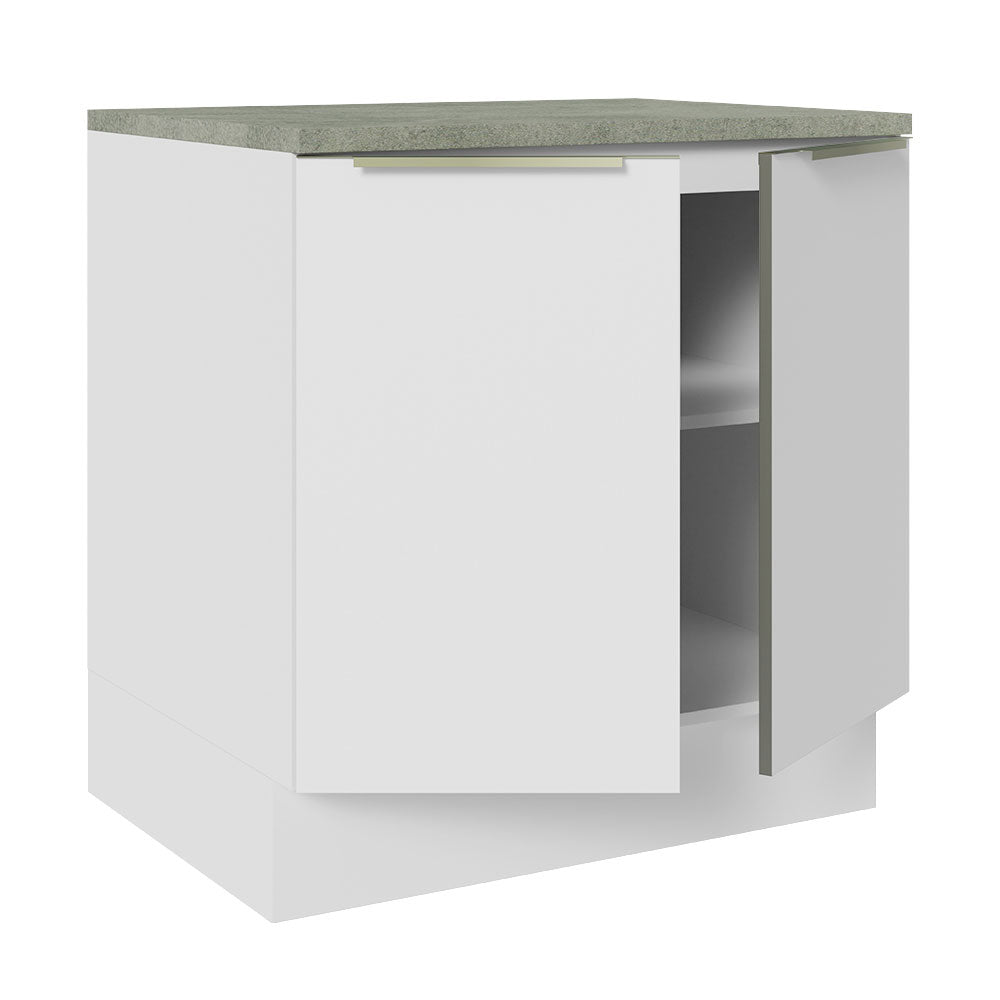 Bajo Mesada 80 x 60 cm 2 Puertas (Con Mesada) Sin cajones Blanco/Blanco Lux Madesa