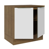 Bajo Mesada 80 cm x 60 cm, Sin cajones 2 Puertas Lux Marrón/Blanco
