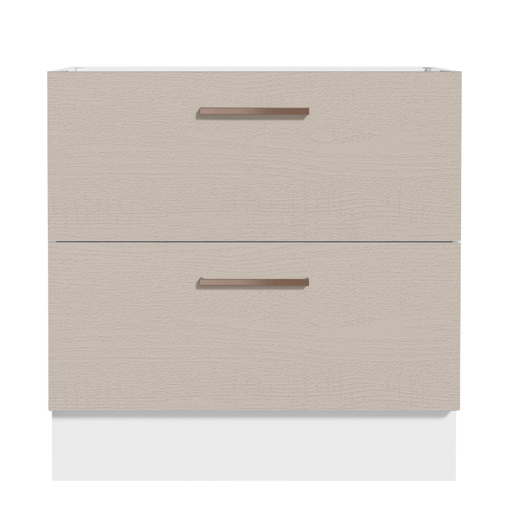 Bajo Mesada Cocina 80 x 60 cm 2 Cajones (Sin Mesada) Blanco/Crema Agata Madesa