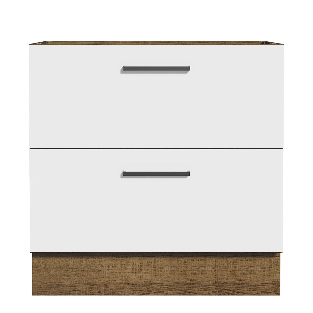 Bajo Mesada Cocina 80 x 60 cm 2 Cajones (Sin Mesada) Marrón/Blanco Agata Madesa
