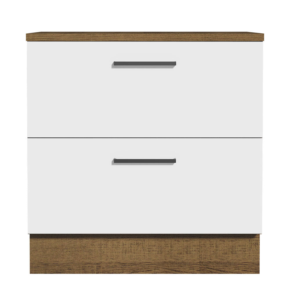 Bajo Mesada Cocina 80 x 60 cm 2 Cajones (Con Mesada) Marrón/Blanco Agata Madesa