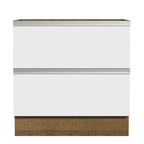 Bajo Mesada 80 x 60 cm 2 Cajones (Sin Mesada) Marrón/Blanco Glamy Madesa
