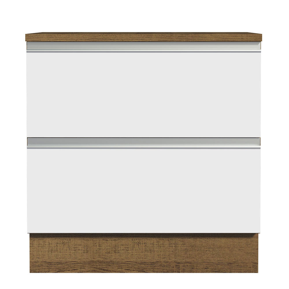 Bajo Mesada de Cocina 80 x 60 cm 2 Cajones (Con Mesada) Marrón/Blanco Glamy Madesa
