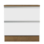 Bajo Mesada 80 x 60 cm 2 Cajones (Con Mesada) Marrón/Blanco Glamy Madesa