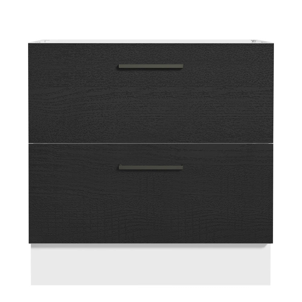 Bajo Mesada Cocina 80 x 60 cm 2 Cajones (Sin Mesada) Blanco/Negro Agata Madesa