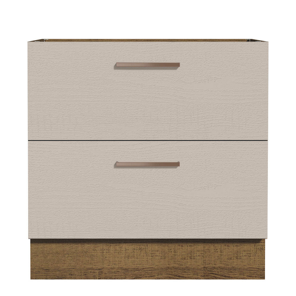 Bajo Mesada Cocina 80 x 60 cm 2 Cajones (Sin Mesada) Marrón/Crema Agata Madesa