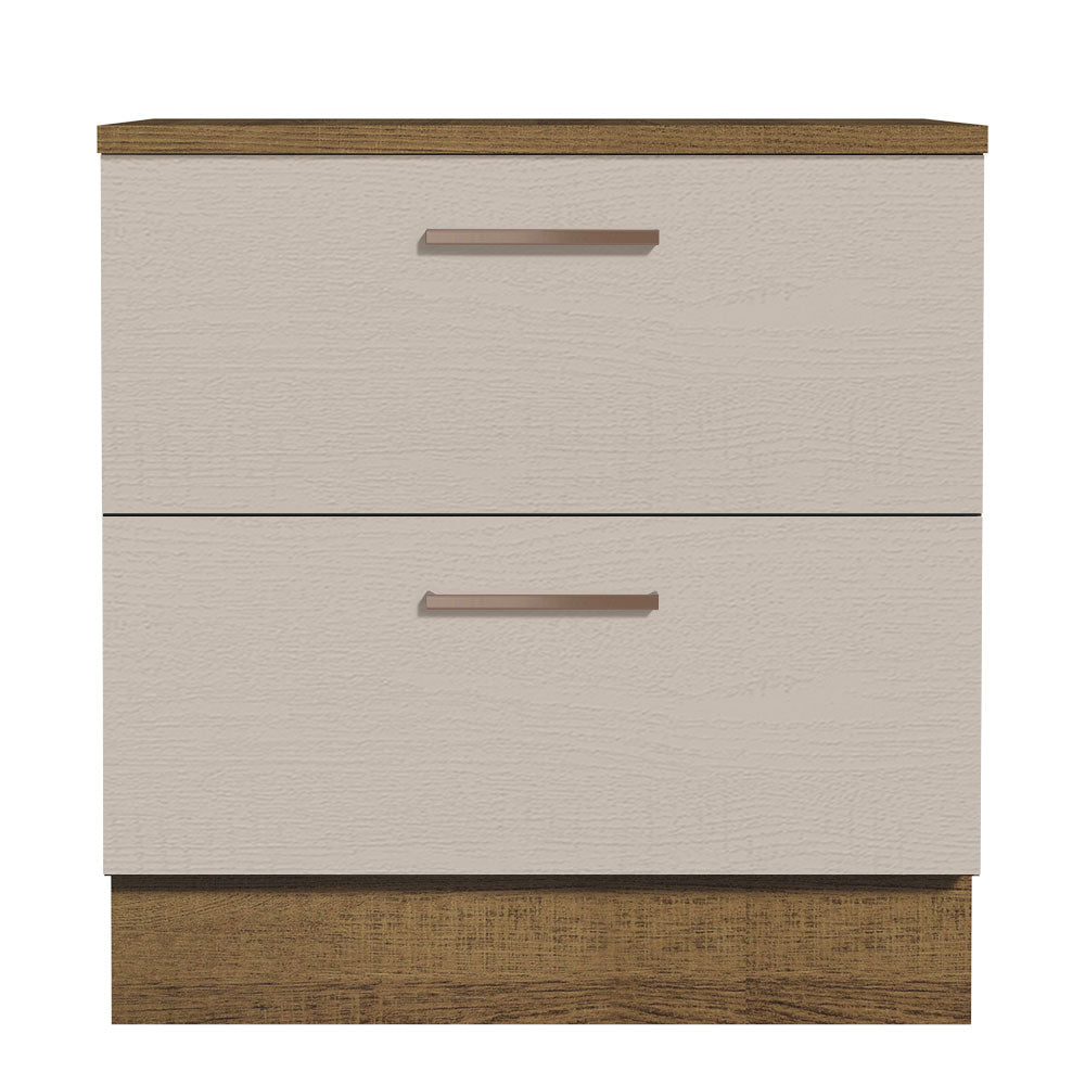 Bajo Mesada Cocina 80 x 60 cm 2 Cajones (Con Mesada) Marrón/Crema Agata Madesa
