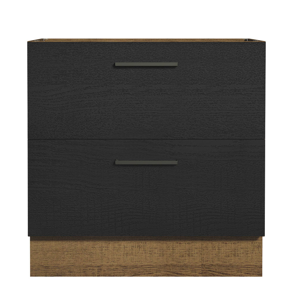 Bajo Mesada Cocina 80 x 60 cm 2 Cajones (Sin Mesada) Marrón/Negro Agata Madesa