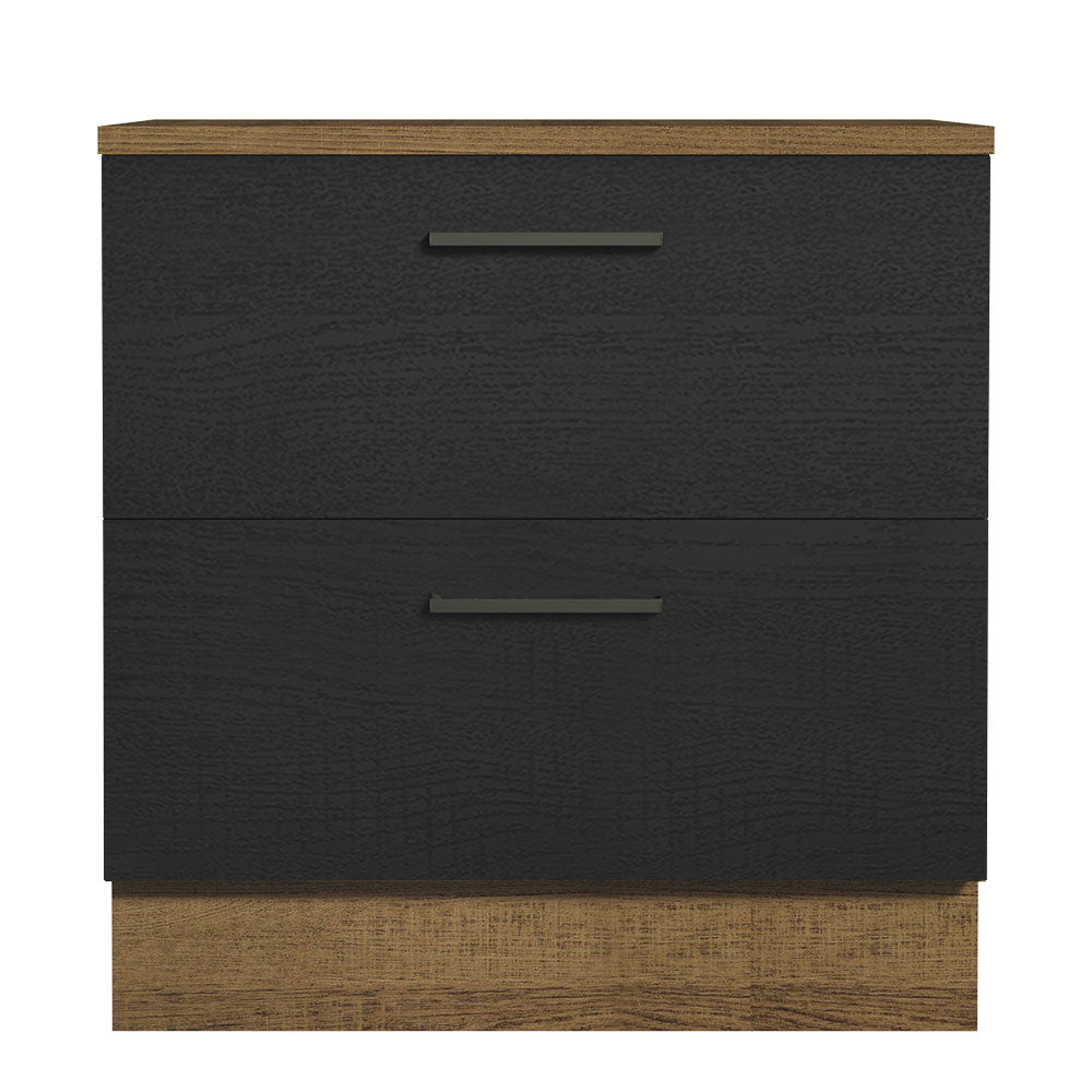 Bajo Mesada Cocina 80 x 60 cm 2 Cajones (Con Mesada) Marrón/Negro Agata Madesa