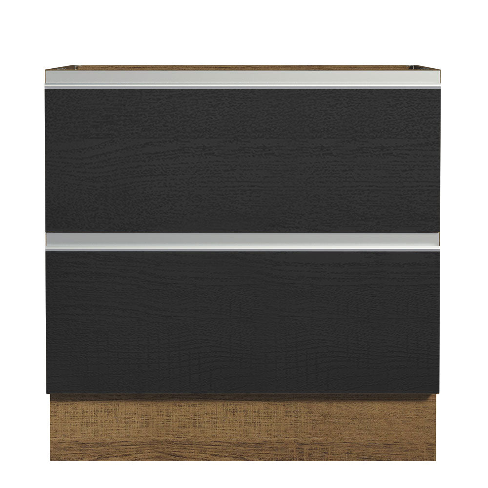 Bajo Mesada de Cocina 80 x 60 cm 2 Cajones (Sin Mesada) Marrón/Negro Glamy Madesa