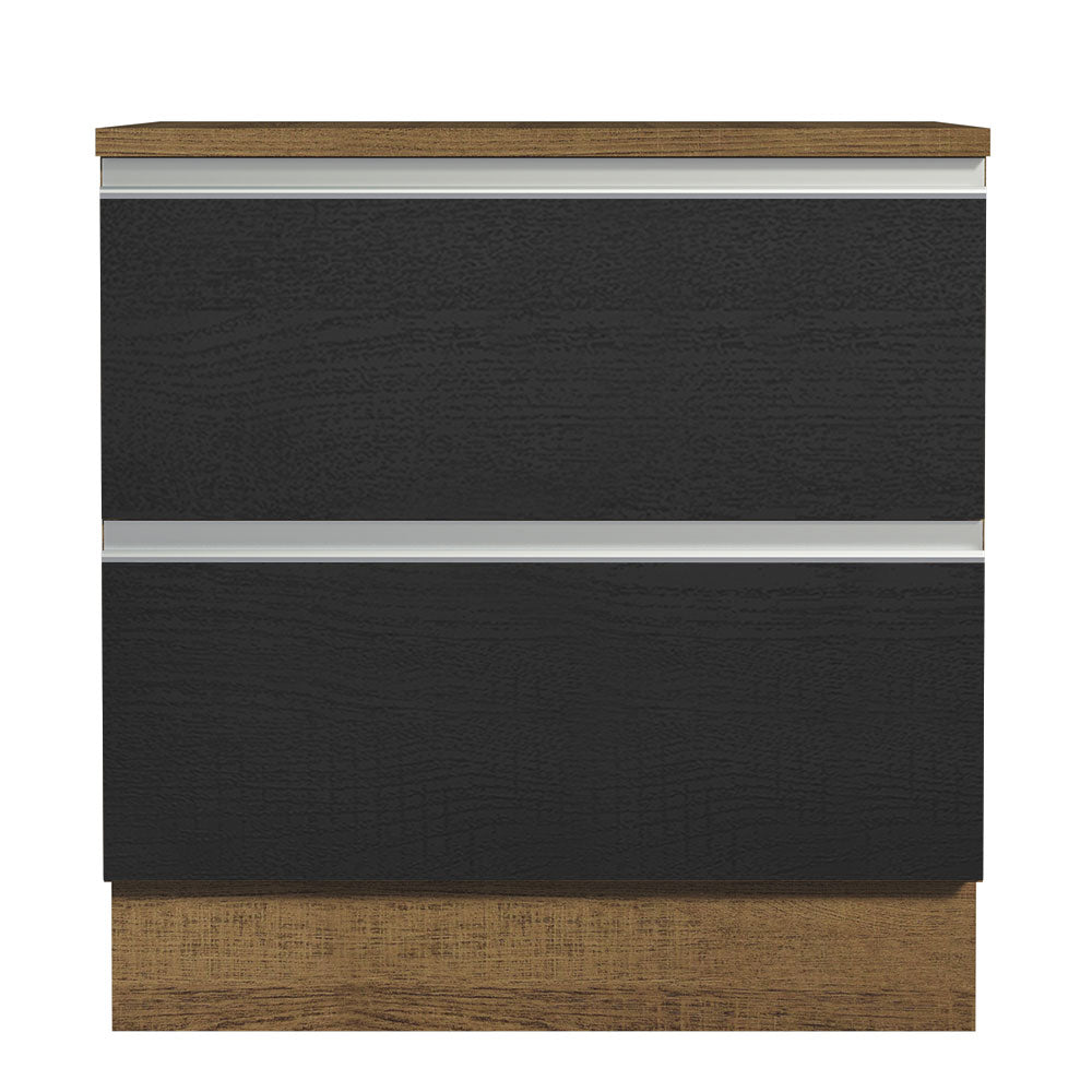 Bajo Mesada de Cocina 80 x 60 cm 2 Cajones (Con Mesada) Marrón/Negro Glamy Madesa
