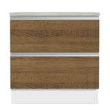Bajo Mesada de Cocina 80 x 60 cm 2 Cajones (Con Mesada) Blanco/Marrón Glamy Madesa