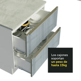 Bajo Mesada 80 cm x 60 cm, 2 Cajones Lux Blanco/Gris