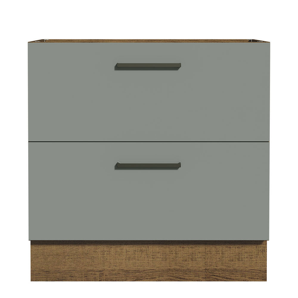 Bajo Mesada Cocina 80 x 60 cm 2 Cajones (Sin Mesada) Marrón/Gris Agata Madesa