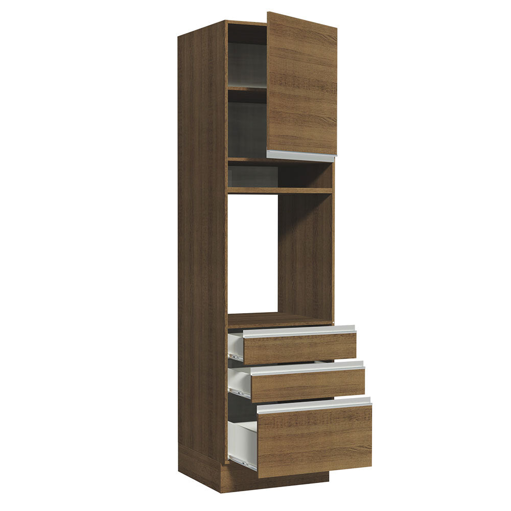 Mueble de cocina para Horno/Microondas Madesa Glamy 60 x 60 cm 1 Puerta 3 Cajones Marrón
