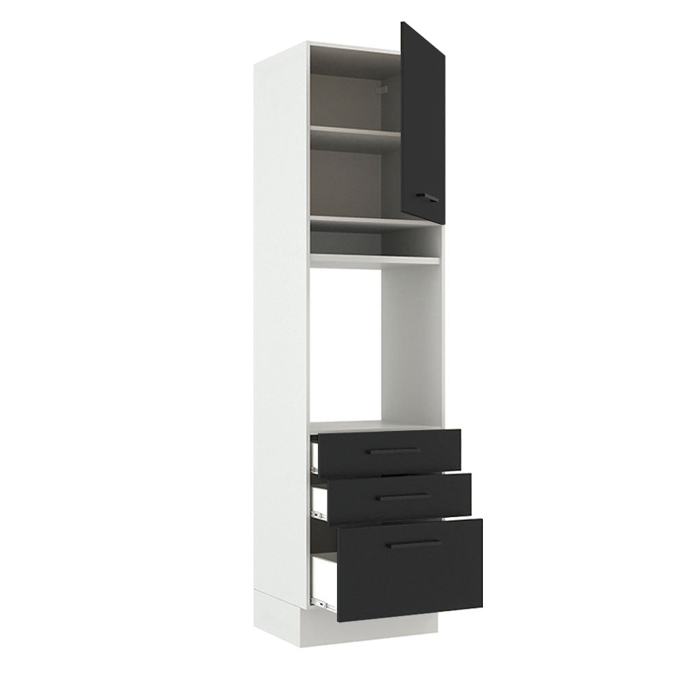 Mueble de Cocina para Horno 60 x 60 cm 1 Puerta 3 Cajones Blanco/Negro Agata Madesa