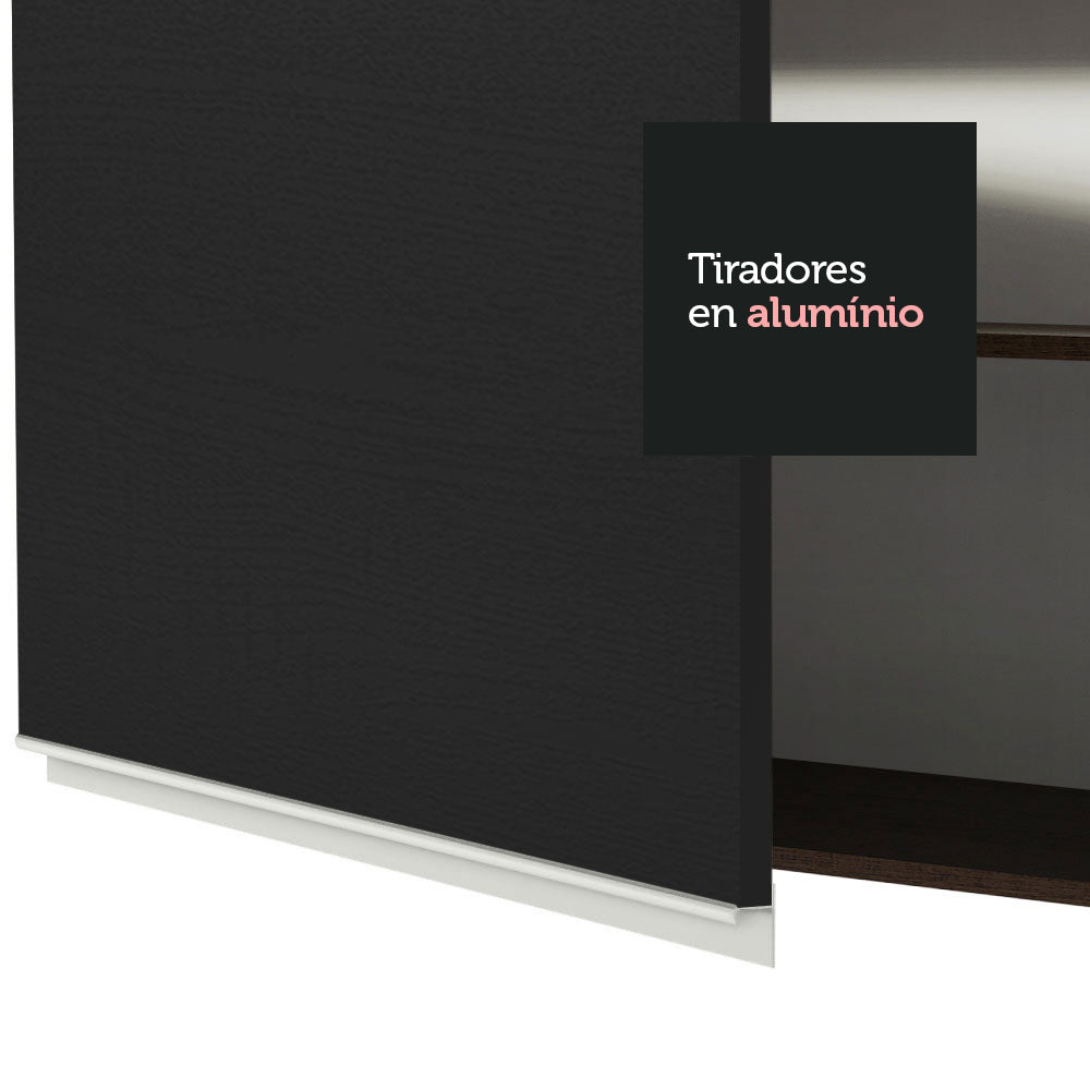 Mueble de cocina para Horno/Microondas Madesa Glamy 60 x 60 cm 1 Puerta 3 Cajones Marrón/Negro