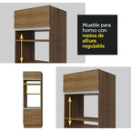 Mueble de cocina para Horno/Microondas 70 x 60 cm 3 Puertas Marrón Glamy Madesa
