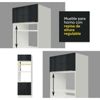Mueble de cocina para Horno/Microondas 70 x 60 cm 3 Puertas Blanco/Negro Lux Madesa