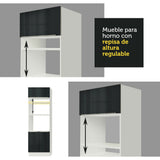 Mueble de cocina para Horno/ Microondas 70 cm Sin cajones 3 Puertas Lux Blanco/Negro