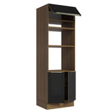 Mueble de cocina para Horno/ Microondas 70 cm Sin cajones 3 Puertas Lux Marrón/Negro