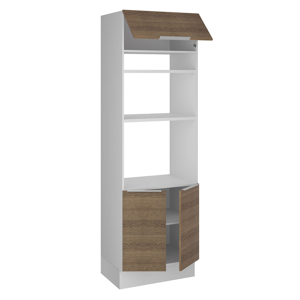 Mueble de Cocina para Horno 70 x 60 cm 3 Puertas Blanco/Marrón Stella Madesa