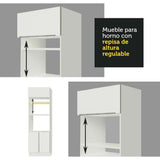 Mueble de cocina para Horno/ Microondas 70 cm Sin cajones 3 Puertas Lux Blanco/Blanco
